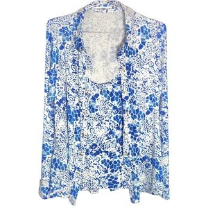 Blue and White Women's Top